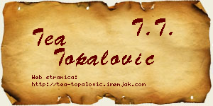Tea Topalović vizit kartica